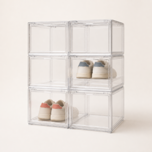 Stackable Clear Shoe Boxes — 6 Pack
