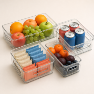 Clear Fridge Organizer Bins — 4 Pack