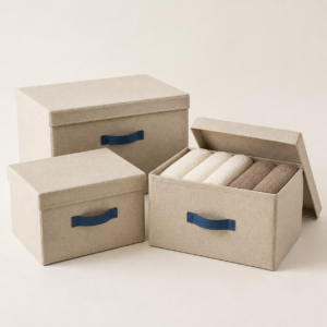 Foldable Fabric Storage Bins with Lids — Set of 3