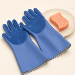 Reusable Silicone Scrub Dishwashing Gloves — 1 Pair